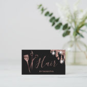 Haarstylist roos gouden typografie haarschaar bu visitekaartje (Staand voorkant)