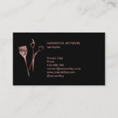 Haarstylist roos gouden typografie haarschaar bu visitekaartje (Achterkant)