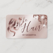 Haarstylist roos gouden typografie haarschaar bu visitekaartje (Voorkant)
