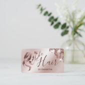 Haarstylist roos gouden typografie haarschaar bu visitekaartje (Staand voorkant)