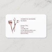 Haarstylist roos gouden typografie haarschaar bu visitekaartje (Achterkant)