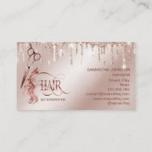 Haarstylist roos gouden typografie haarschaar bu visitekaartje (Achterkant)