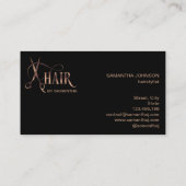 Haarstylist roos gouden typografie haarschaar bu visitekaartje (Achterkant)