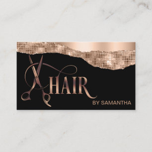 Haarstylist roos gouden typografie haarschaar bu visitekaartje