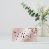 Haarstylist roos gouden typografie haarschaar bu visitekaartje (Staand voorkant)