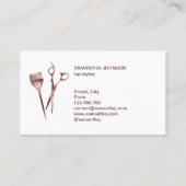 Haarstylist roos gouden typografie haarschaar bu visitekaartje (Achterkant)