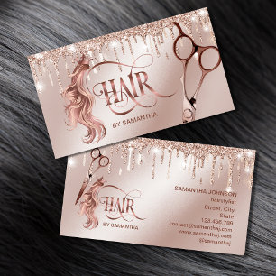 Haarstylist roos gouden typografie haarschaar bu visitekaartje