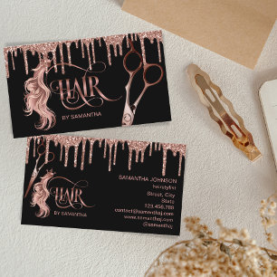 Haarstylist roos gouden typografie haarschaar bu visitekaartje