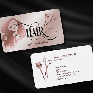 Haarstylist roos gouden typografie haarschaar bu visitekaartje