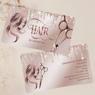 Haarstylist roos gouden typografie haarschaar bu visitekaartje