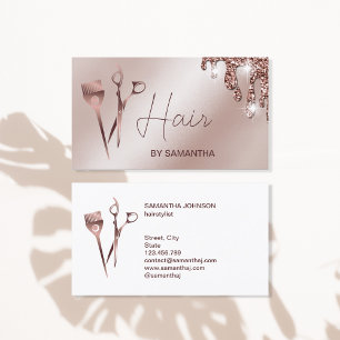 Haarstylist roos gouden typografie haarschaar bu visitekaartje