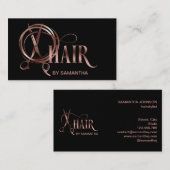 Haarstylist roos gouden typografie haarschaar bu visitekaartje (Voorkant / Achterkant)
