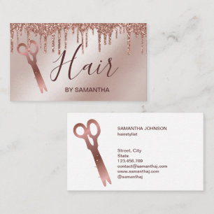 Haarstylist roos gouden typografie haarschaar bu visitekaartje