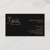 Haarstylist roos gouden typografie haarschaar bu visitekaartje (Achterkant)