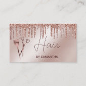 Haarstylist roos gouden typografie haarschaar visitekaartje (Voorkant)