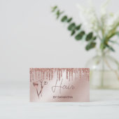Haarstylist roos gouden typografie haarschaar visitekaartje (Staand voorkant)