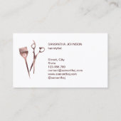 Haarstylist roos gouden typografie haarschaar visitekaartje (Achterkant)