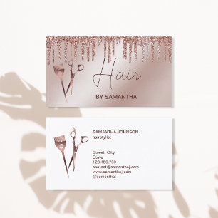 Haarstylist roos gouden typografie haarschaar visitekaartje