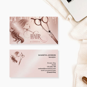 Haarstylist roos gouden typografie haarschaar visitekaartje