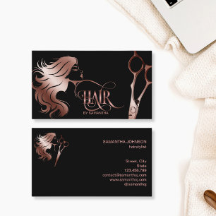 Haarstylist roos gouden typografie haarschaar visitekaartje