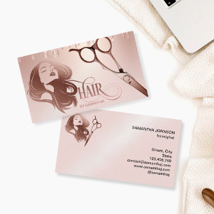 Haarstylist roos gouden typografie haarschaar visitekaartje