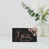 Haarstylist roos gouden typografie haarschaar visitekaartje (Staand voorkant)