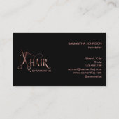 Haarstylist roos gouden typografie haarschaar visitekaartje (Achterkant)