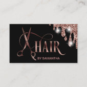 Haarstylist roos gouden typografie haarschaar visitekaartje (Voorkant)