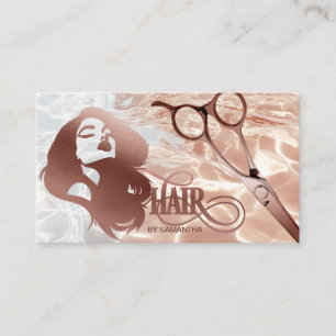 Haarstylist roos gouden typografie haarschaar visitekaartje