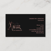 Haarstylist roos gouden typografie haarschaar visitekaartje (Achterkant)