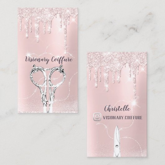 Haarstylist Roos Stuurt Glitter Coiffure schaar Visitekaartje (Voorkant / Achterkant)