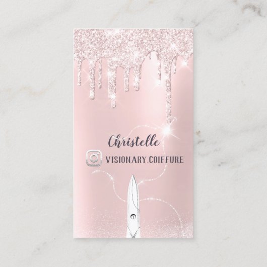 Haarstylist Roos Stuurt Glitter Coiffure schaar Visitekaartje (Achterkant)