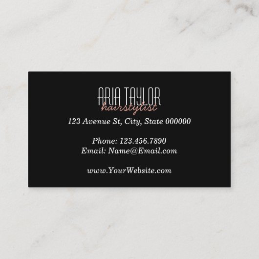 Haarstylist RoseGold Scissors Marble Visitekaartje (Achterkant)