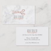 Haarstylist RoseGold Scissors Marble Visitekaartje (Voorkant / Achterkant)