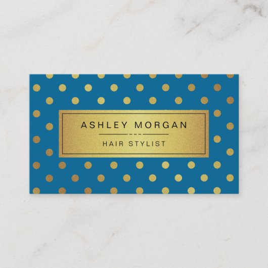 Haarstylist - Royal Blue Gold Stippen Visitekaartje (Voorkant)
