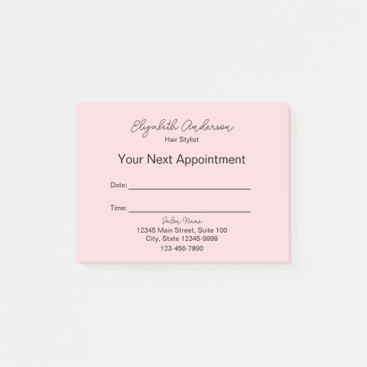 Haarstylist Roze en Zwart uw volgende afspraak Post-it® Notes (Voorkant)