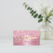 Haarstylist Roze glitter maakt een schoonheidssalo Visitekaartje (Staand voorkant)