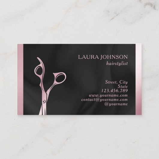 Haarstylist Roze Glitter Schaar Schoonheidssalon Visitekaartje (Achterkant)