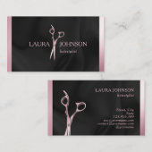 Haarstylist Roze Glitter Schaar Schoonheidssalon Visitekaartje (Voorkant / Achterkant)