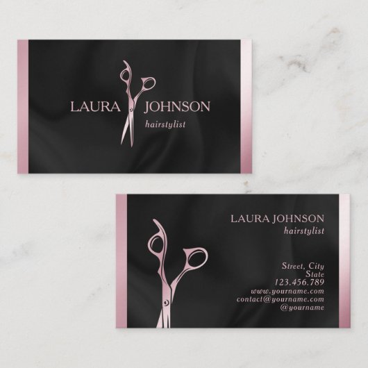 Haarstylist Roze Glitter Schaar Schoonheidssalon Visitekaartje (Voorkant / Achterkant)