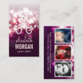 Haarstylist Roze glitter Sparkle Foto's Visitekaartje (Voorkant / Achterkant)