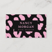 Haarstylist Roze Luipaardprint Qr Code Visitekaartje (Voorkant)