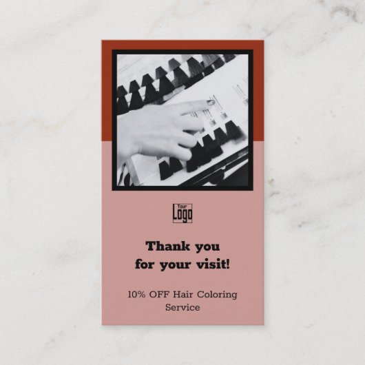 Haarstylist Roze Zwart & Rood Bedankt Loyaliteit Kortingskaartje (Voorkant)