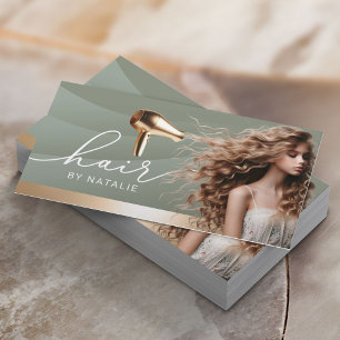 Haarstylist Sage Green Beauty Girl Haarsalon Visitekaartje