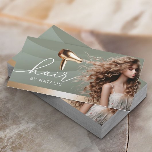 Haarstylist Sage Green Beauty Girl Haarsalon Visitekaartje