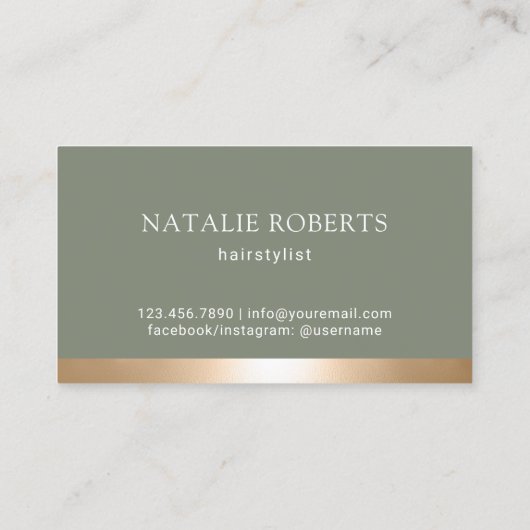 Haarstylist Sage Green Beauty Girl Haarsalon Visitekaartje (Achterkant)