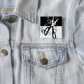 Haarstylist Salon Chic Trendy Scissors Mode Vierkante Button 5,1 Cm (In situ)