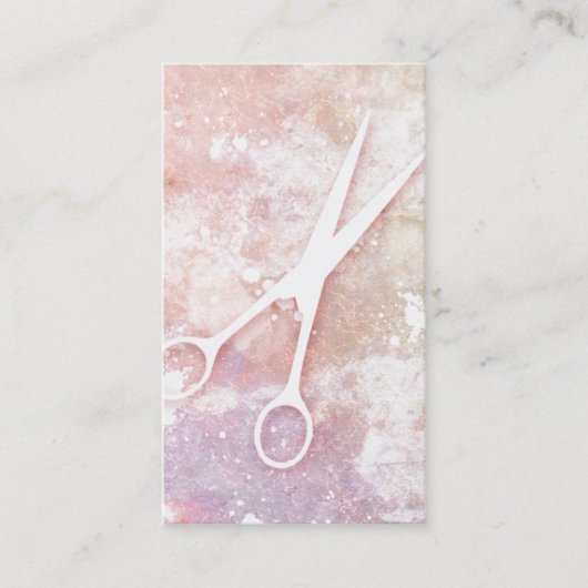 haarstylist salon galaxy roze trendy scissors afsprakenkaartje (Voorkant)