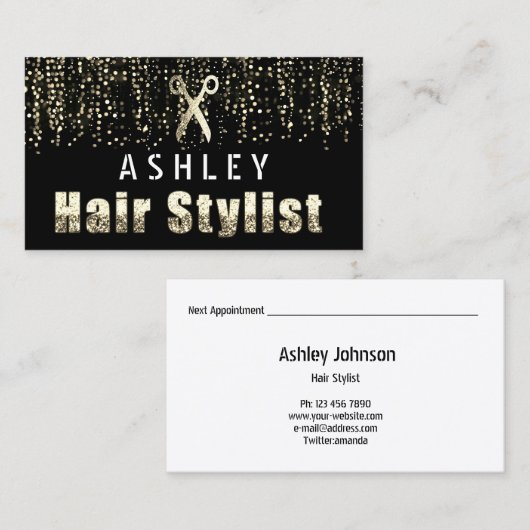 Haarstylist Salon Light Gold Appointcard Visitekaartje (Voorkant / Achterkant)