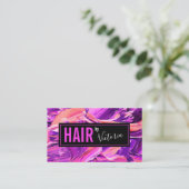 Haarstylist Salon Modern Abstract Neon Pink Chic Visitekaartje (Staand voorkant)